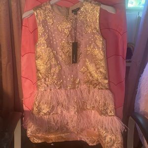 Imoga Size 8 pink with gold feather kids evening gown